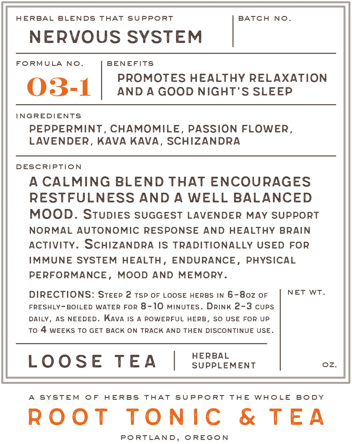 Formula No. 03-1 Nervous System