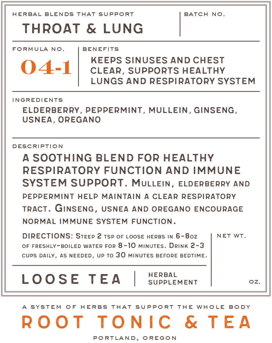 Formula No. 04-1 Throat & Lung
