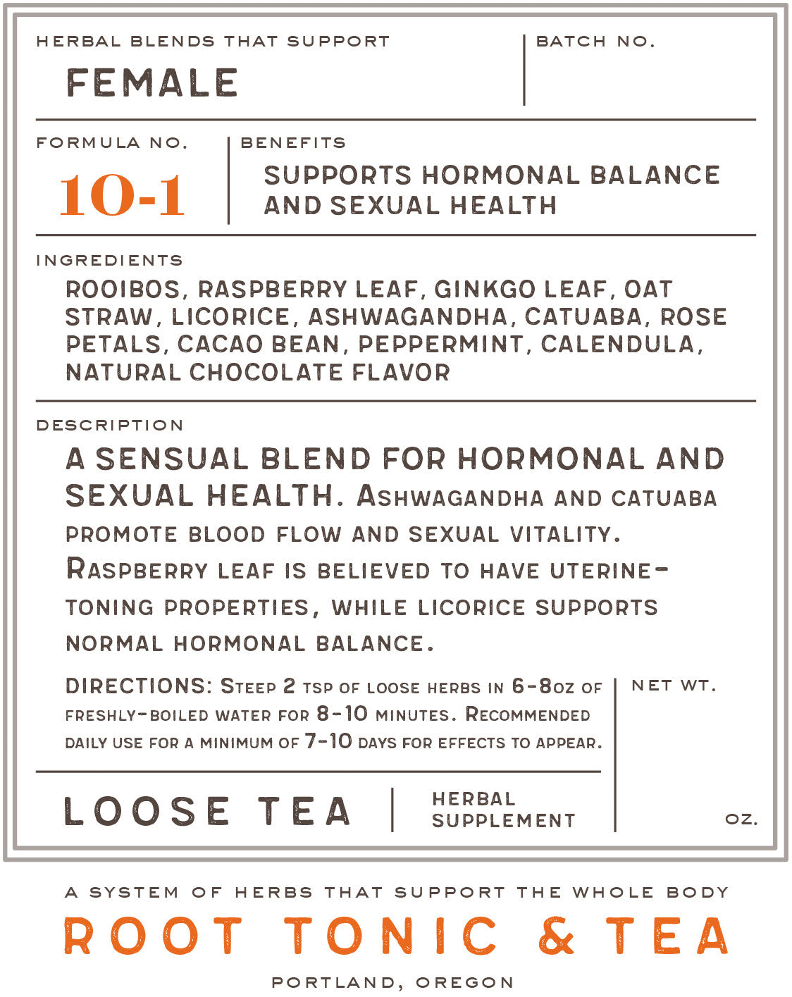 Formula No. 10-1 Female
