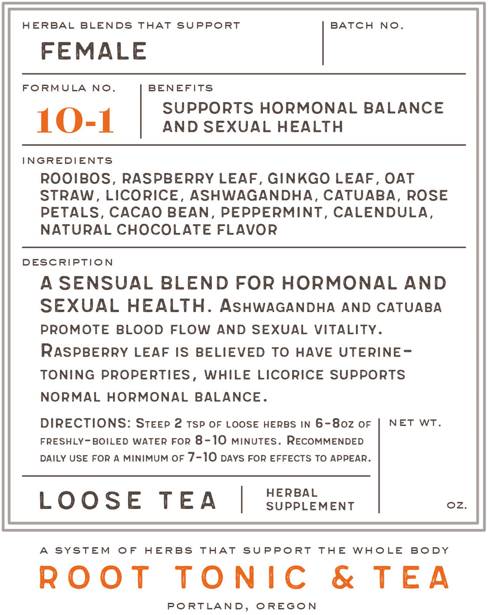 Formula No. 10-1                                             Female